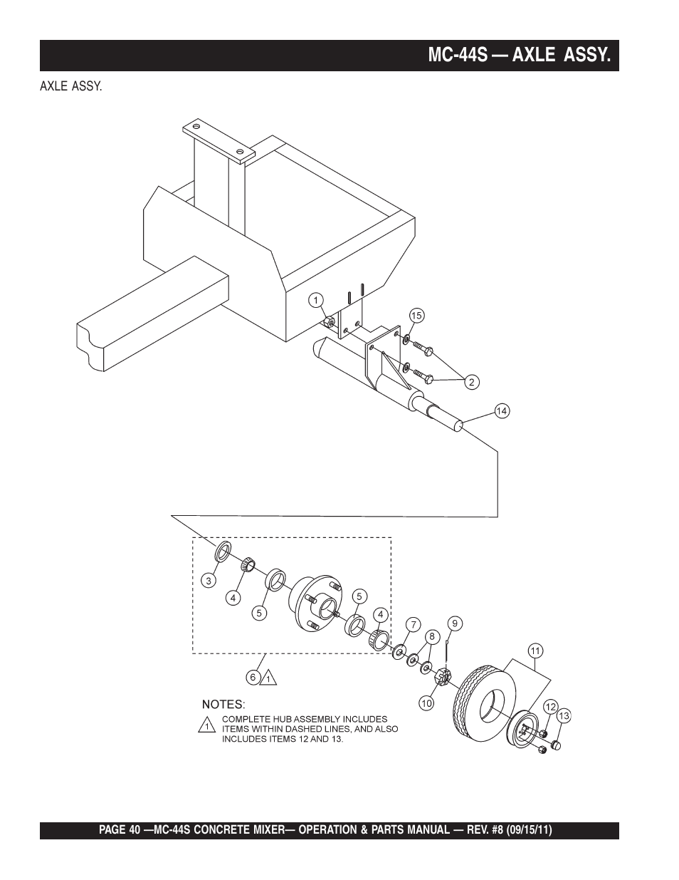 Mc-44s — axle assy | Multiquip MC44S User Manual | Page 40 / 84