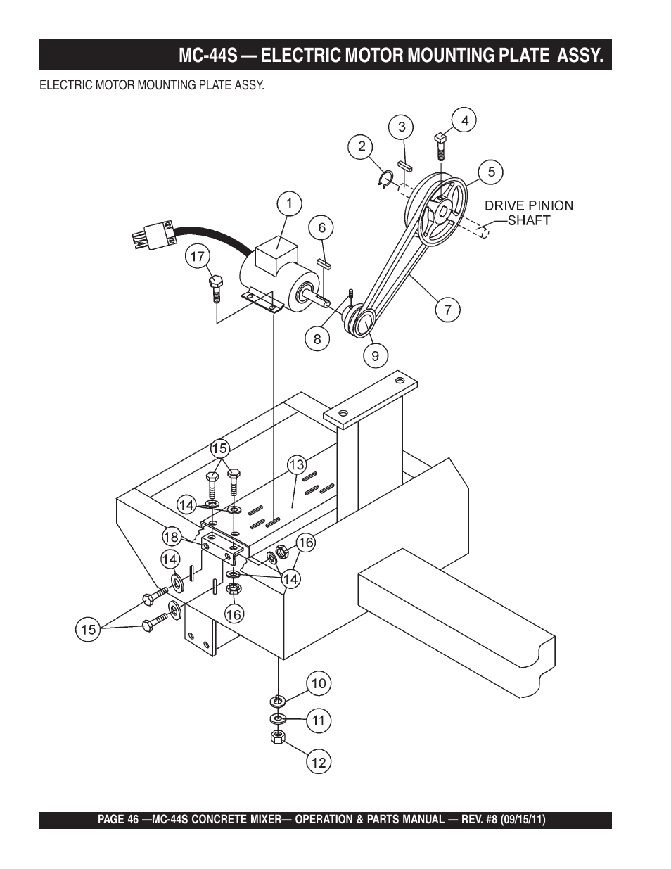 Mc-44s — electric motor mounting plate assy | Multiquip MC44S User Manual | Page 46 / 84