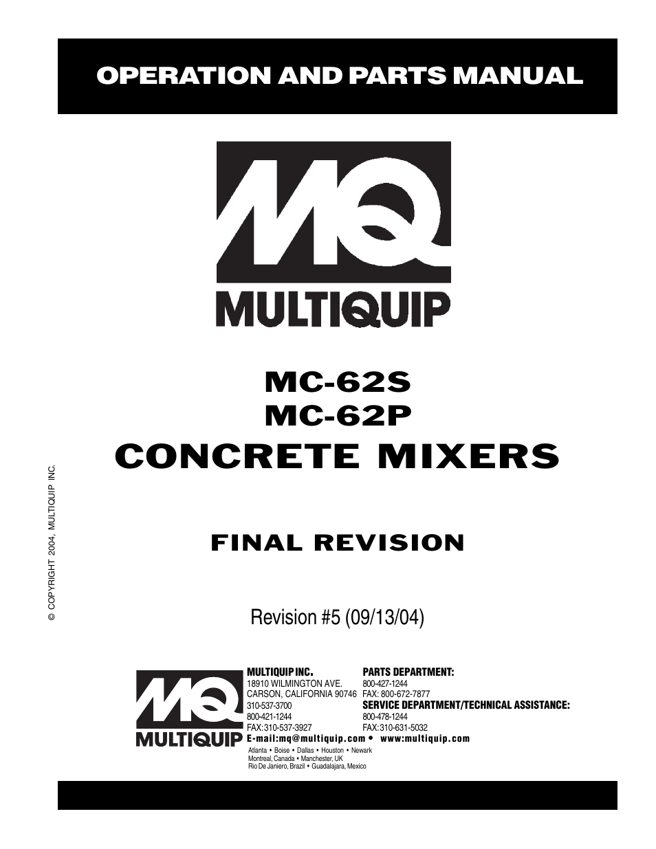 Multiquip MC62P User Manual | 120 pages