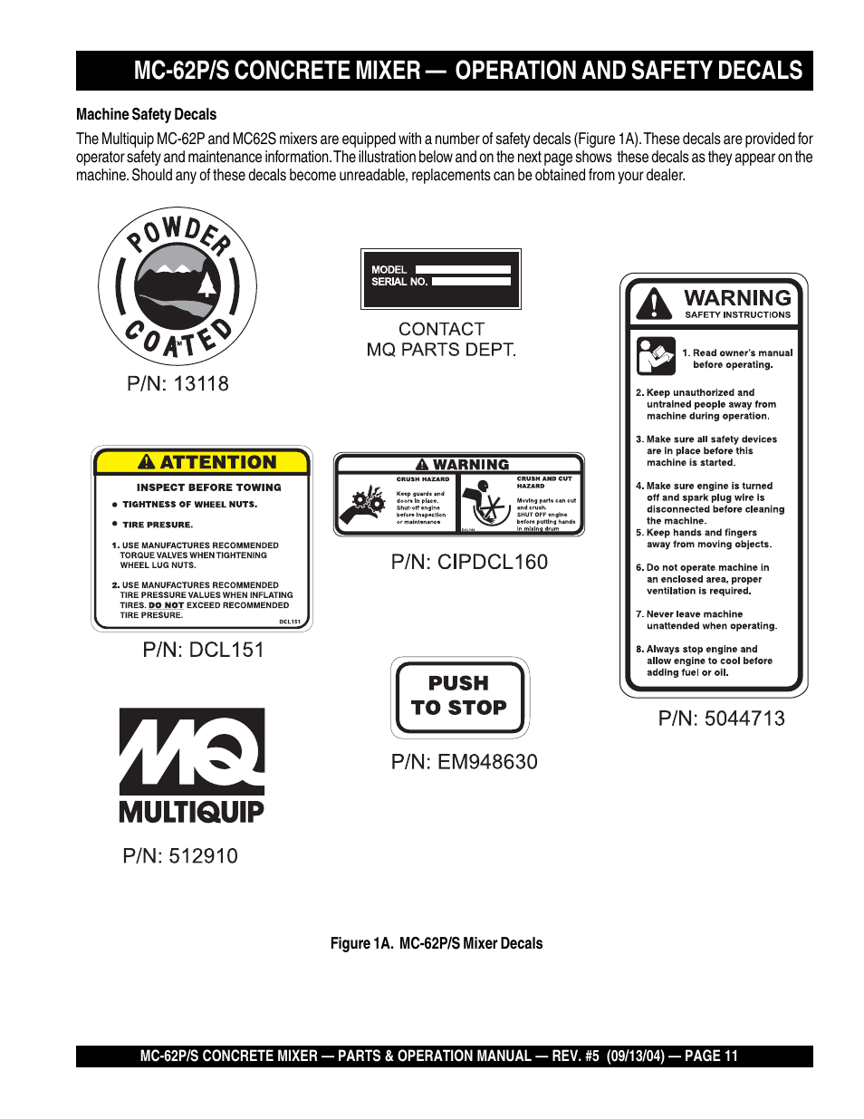Multiquip MC62P User Manual | Page 11 / 120