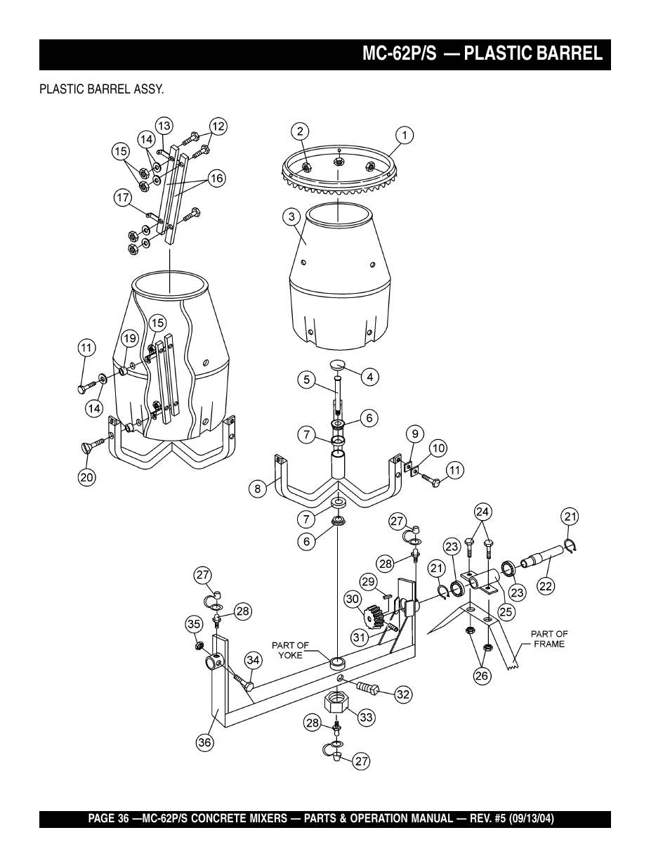 Mc-62p/s — plastic barrel | Multiquip MC62P User Manual | Page 36 / 120