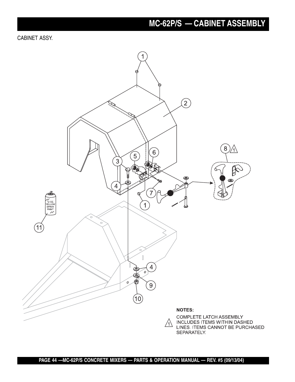 Mc-62p/s — cabinet assembly | Multiquip MC62P User Manual | Page 44 / 120