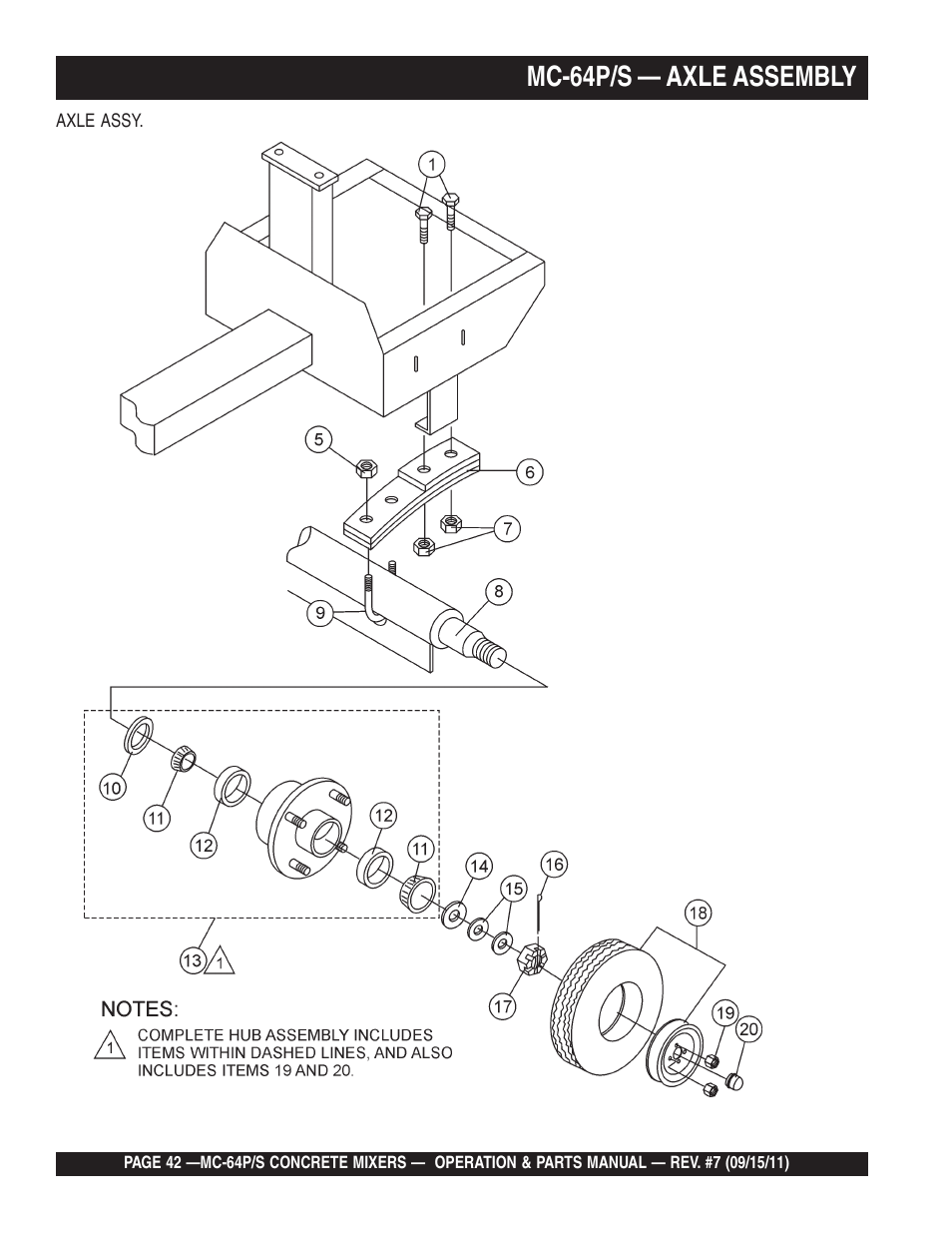 Mc-64p/s — axle assembly | Multiquip MC64P User Manual | Page 42 / 116