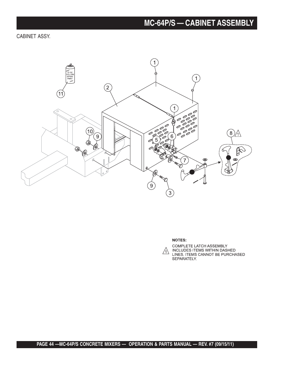 Mc-64p/s — cabinet assembly | Multiquip MC64P User Manual | Page 44 / 116