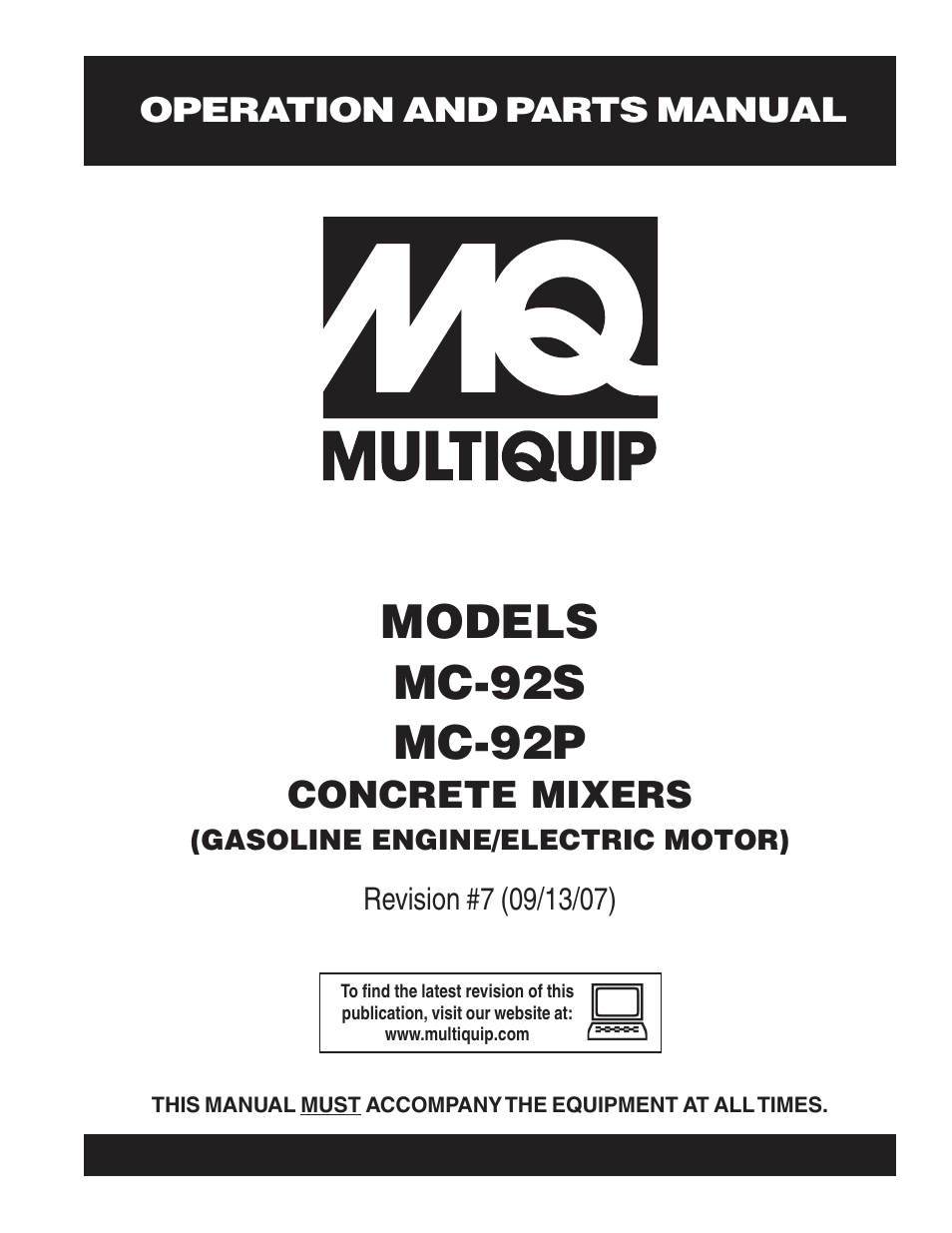 Multiquip MC92S_P User Manual | 86 pages