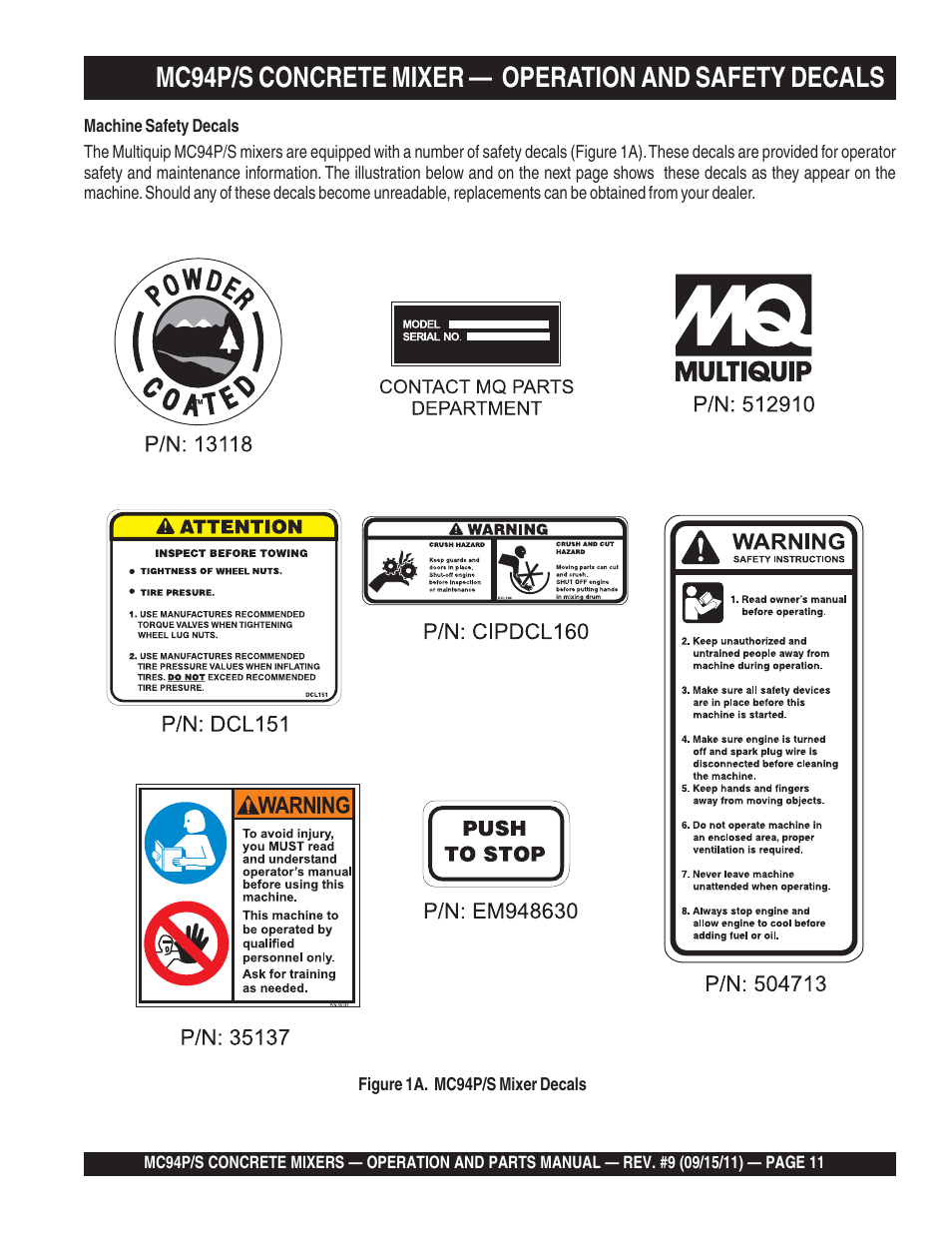 Multiquip MC94S_P User Manual | Page 11 / 84