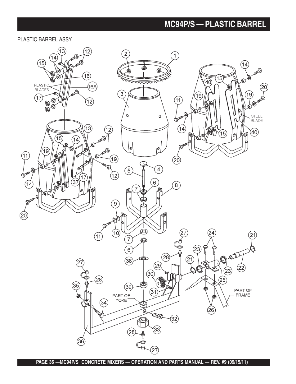 Mc94p/s — plastic barrel | Multiquip MC94S_P User Manual | Page 36 / 84