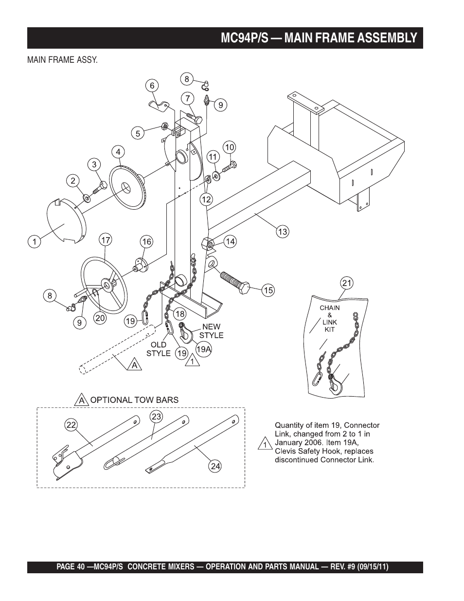 Mc94p/s — main frame assembly | Multiquip MC94S_P User Manual | Page 40 / 84