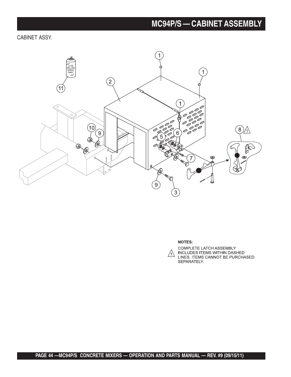 Mc94p/s — cabinet assembly | Multiquip MC94S_P User Manual | Page 44 / 84