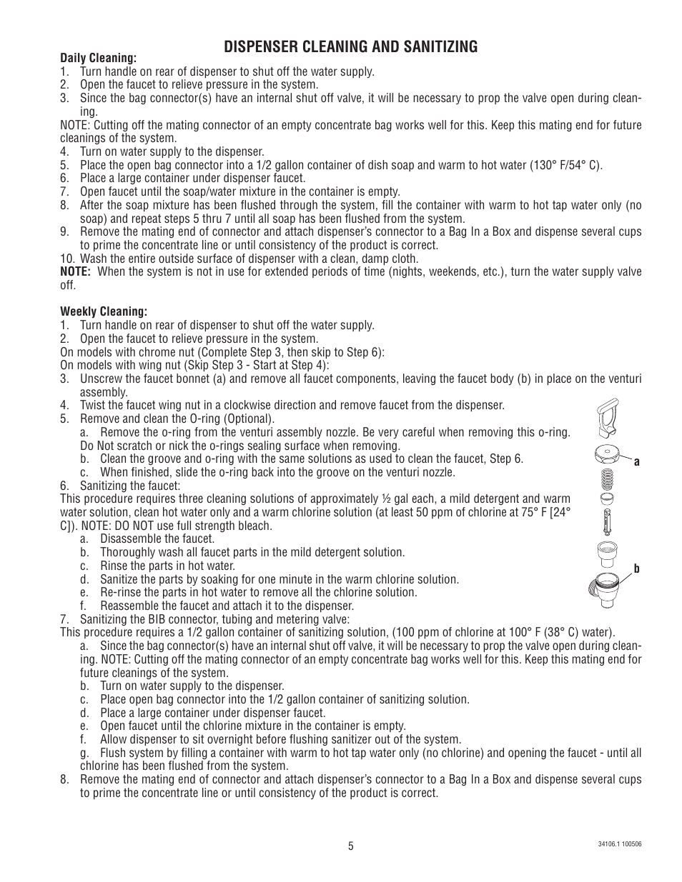 Dispenser cleaning and sanitizing | Bunn TCD-2 User Manual | Page 5 / 18