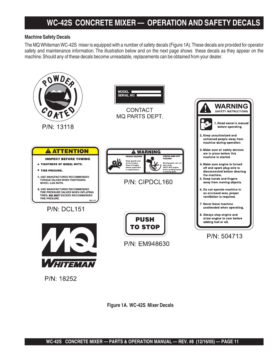 Multiquip WC42S User Manual | Page 11 / 84