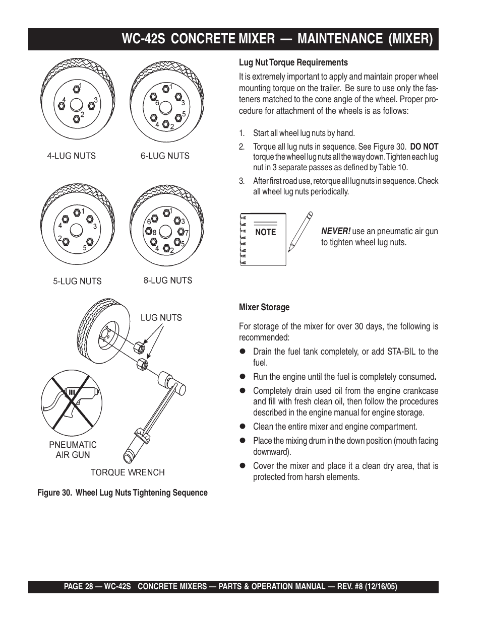 Wc-42s concrete mixer — maintenance (mixer) | Multiquip WC42S User Manual | Page 28 / 84