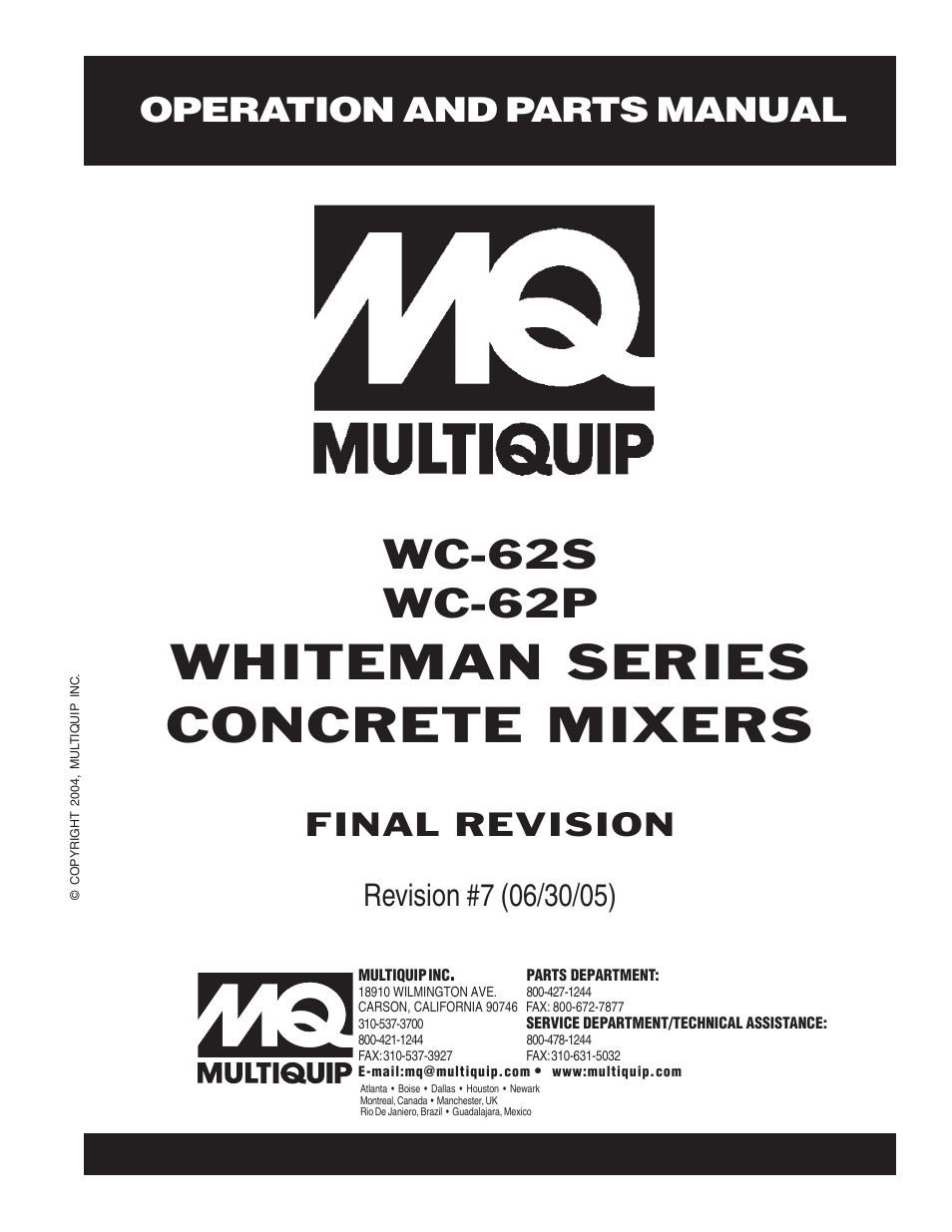 Multiquip WC62S_P User Manual | 120 pages