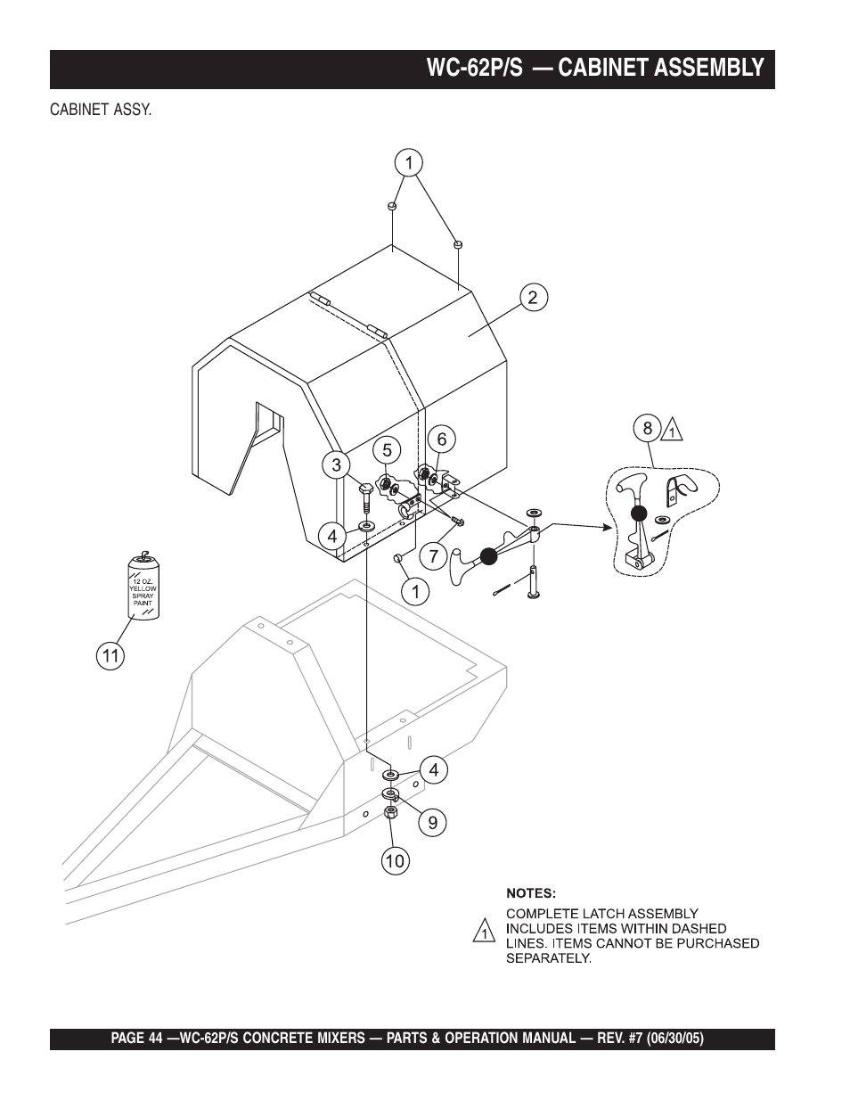 Wc-62p/s — cabinet assembly | Multiquip WC62S_P User Manual | Page 44 / 120