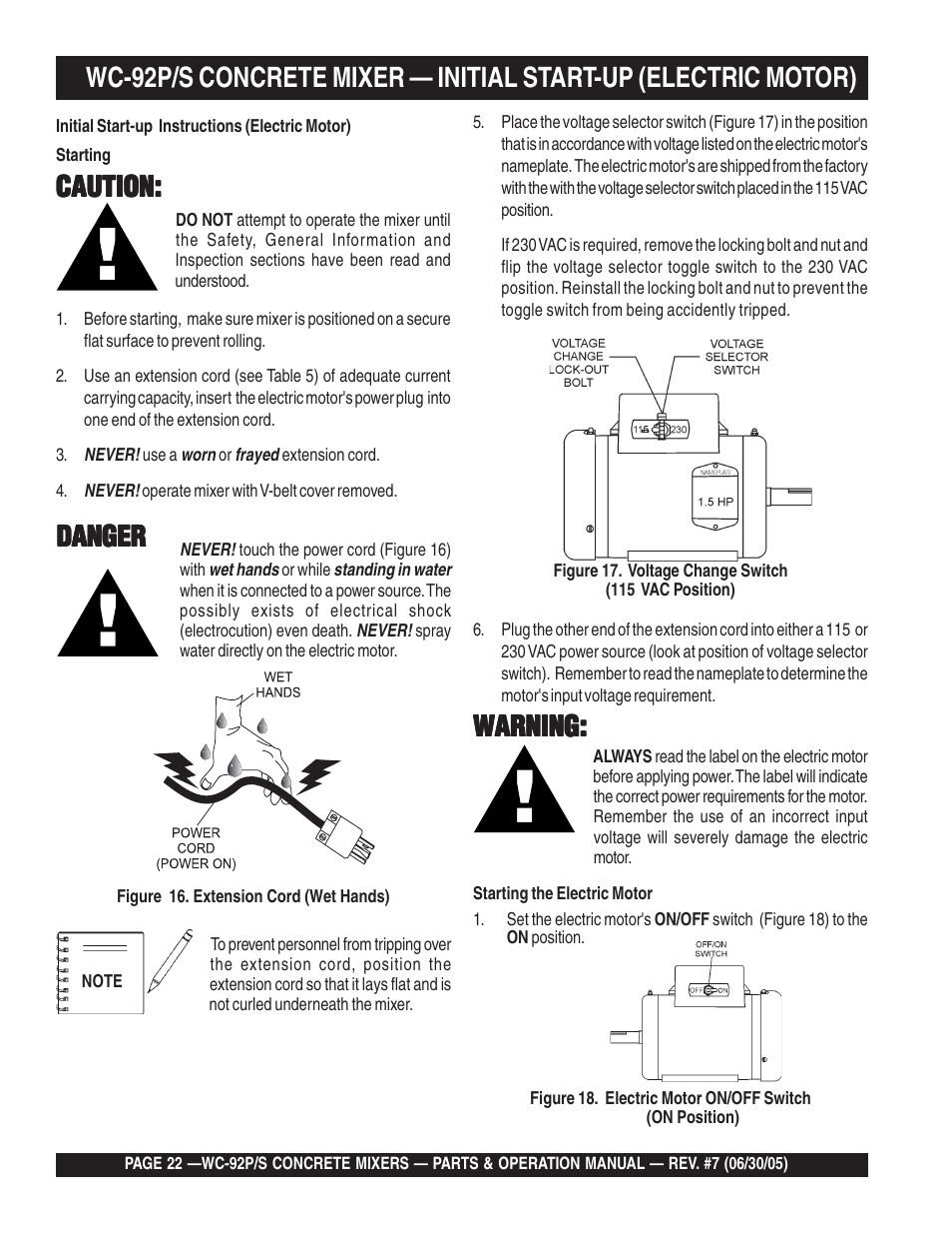 Caution, Danger, Warning | Multiquip WC92S_P User Manual | Page 22 / 86