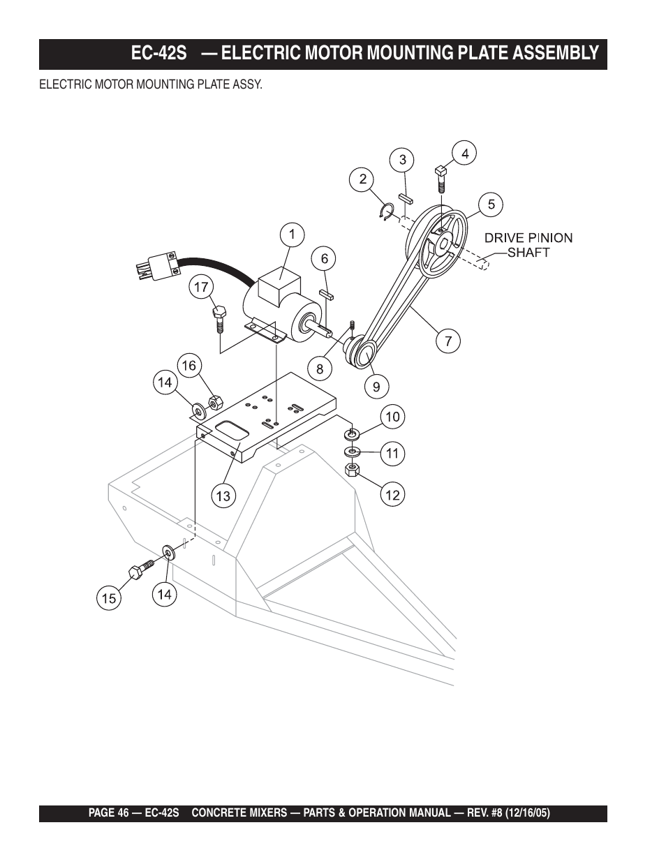 Ec-42s — electric motor mounting plate assembly | Multiquip EC42S User Manual | Page 46 / 84