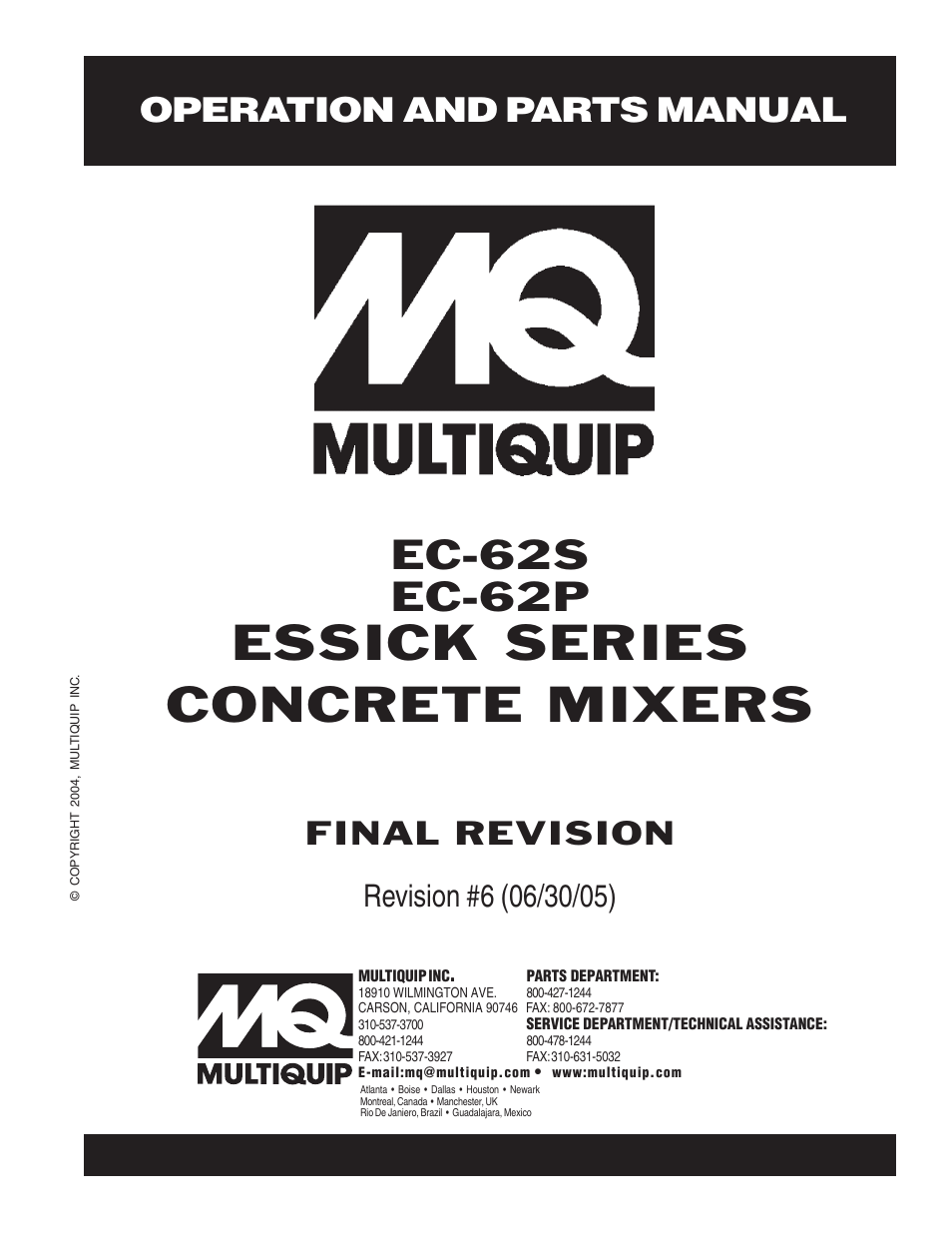 Multiquip EC62S_P User Manual | 120 pages