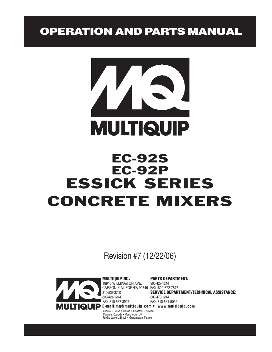 Multiquip EC92S_P User Manual | 86 pages