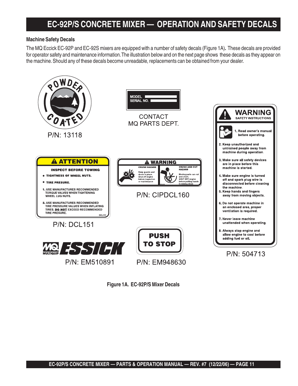 Multiquip EC92S_P User Manual | Page 11 / 86