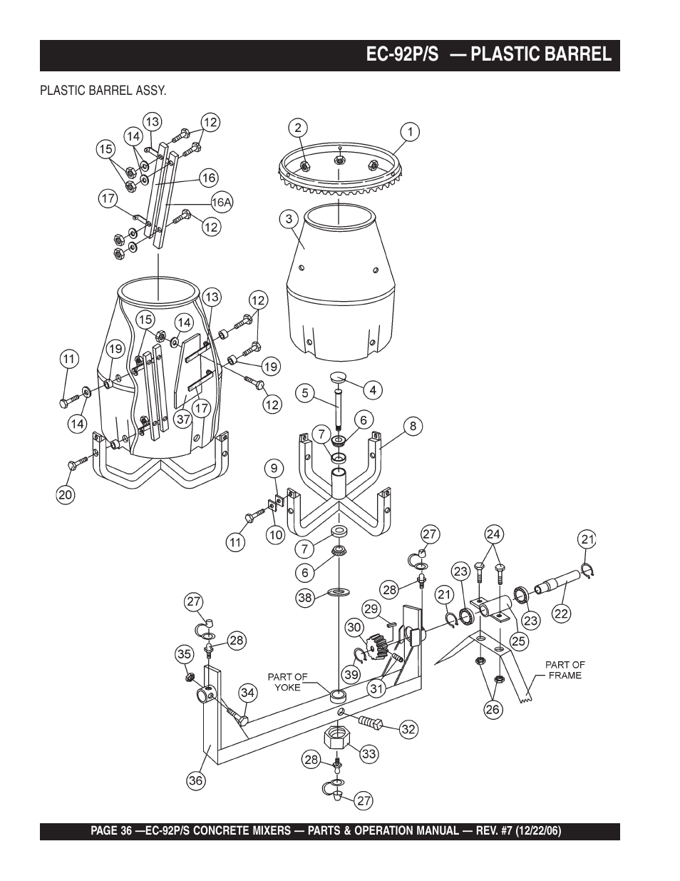 Ec-92p/s — plastic barrel | Multiquip EC92S_P User Manual | Page 36 / 86