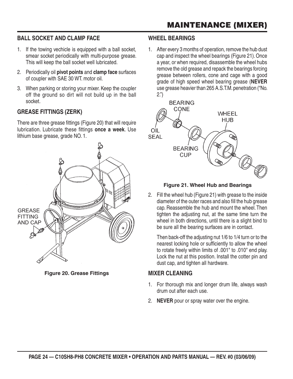 Maintenance (mixer) | Multiquip C10PH8 User Manual | Page 24 / 50