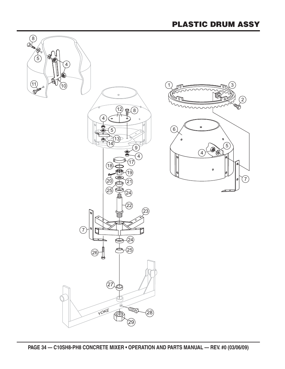 Plastic drum assy | Multiquip C10PH8 User Manual | Page 34 / 50