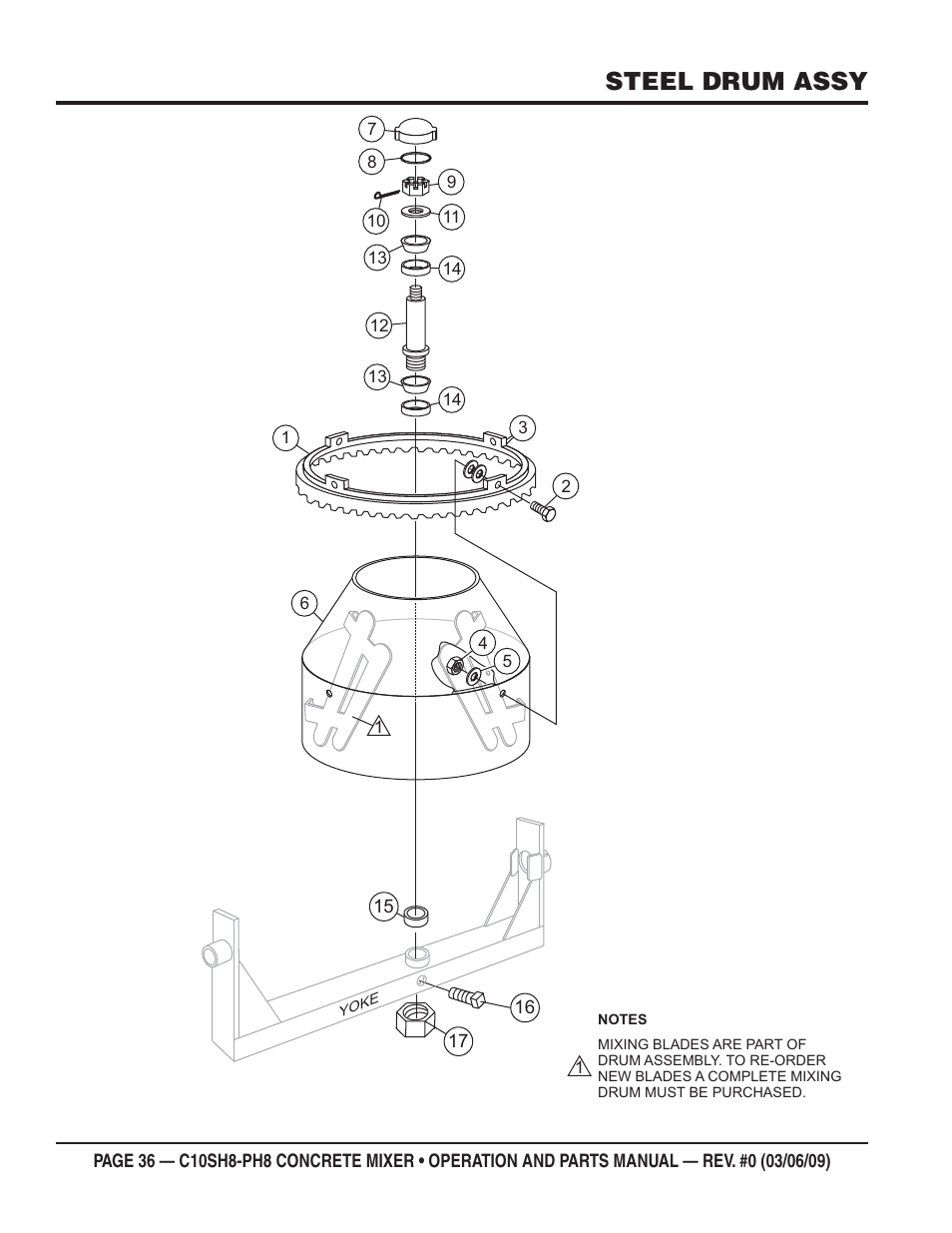 Steel drum assy | Multiquip C10PH8 User Manual | Page 36 / 50