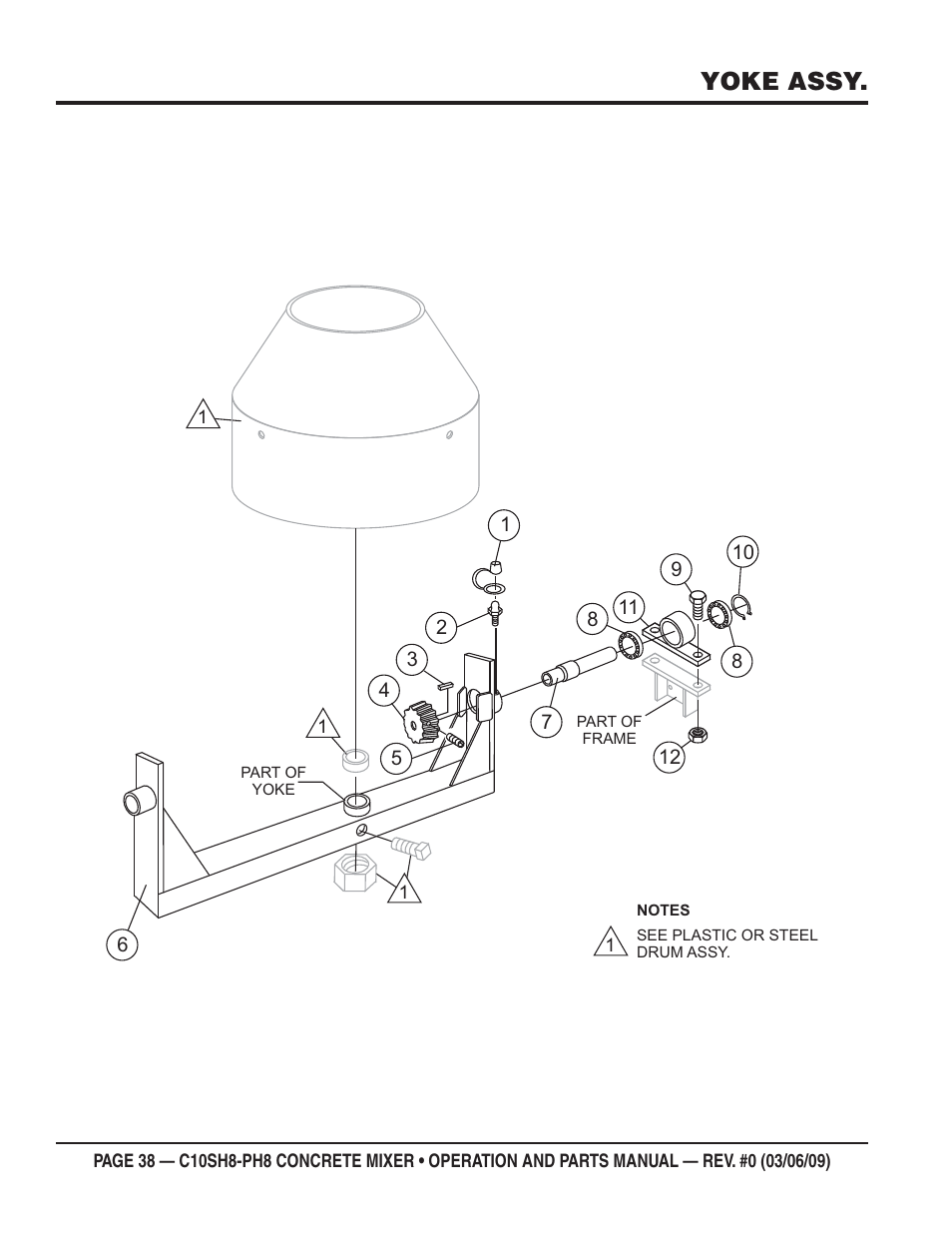 Yoke assy | Multiquip C10PH8 User Manual | Page 38 / 50