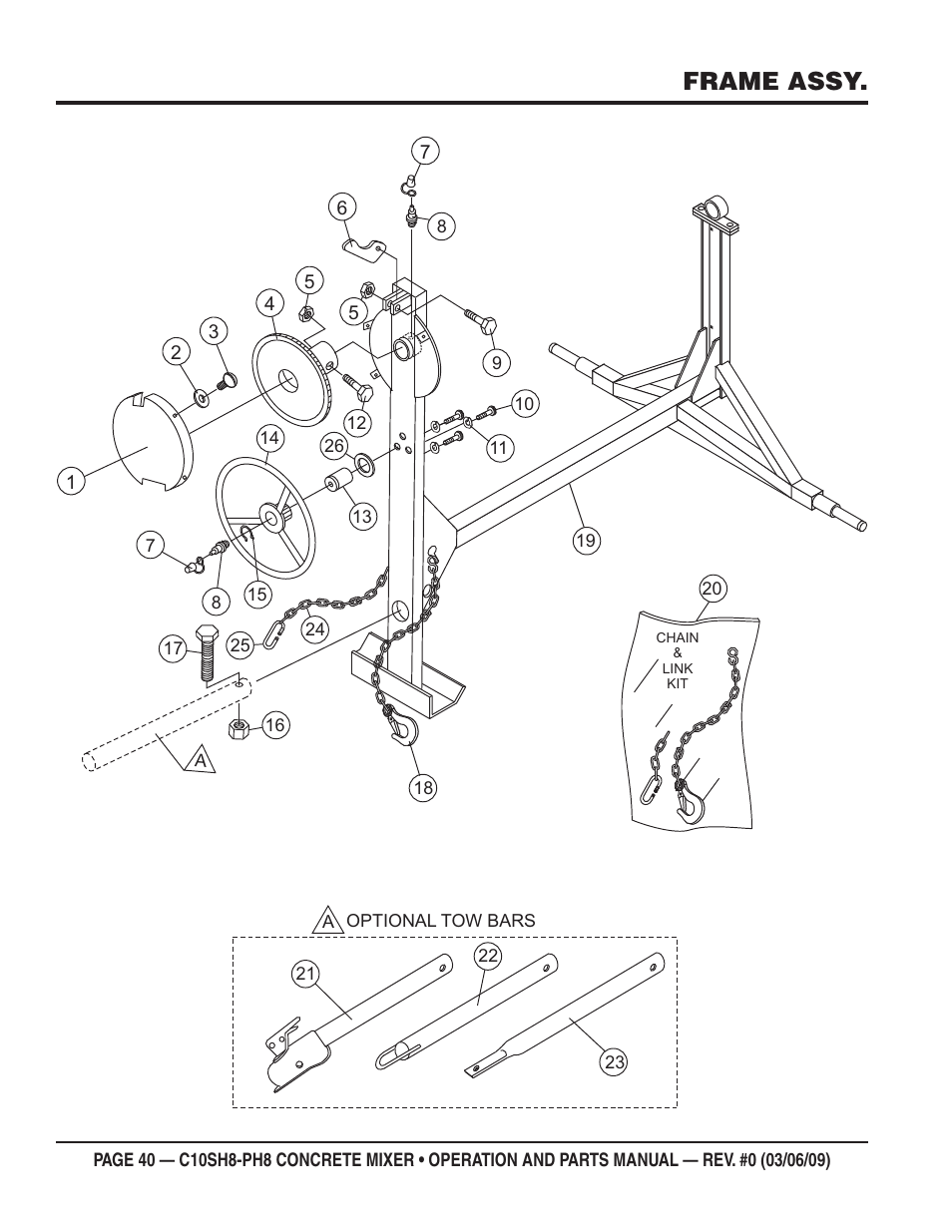 Frame assy | Multiquip C10PH8 User Manual | Page 40 / 50