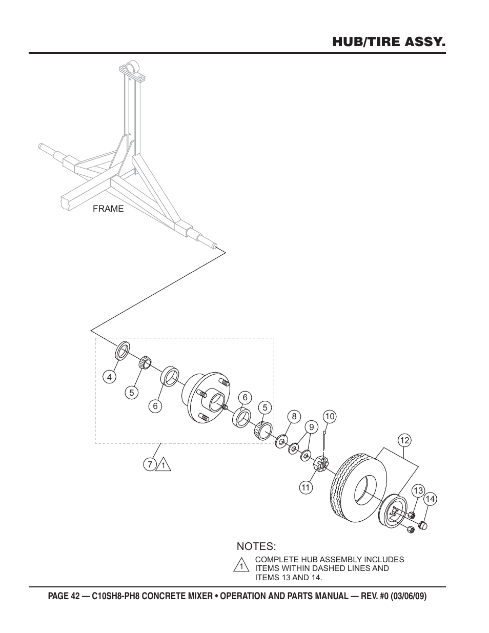 Hub/tire assy | Multiquip C10PH8 User Manual | Page 42 / 50