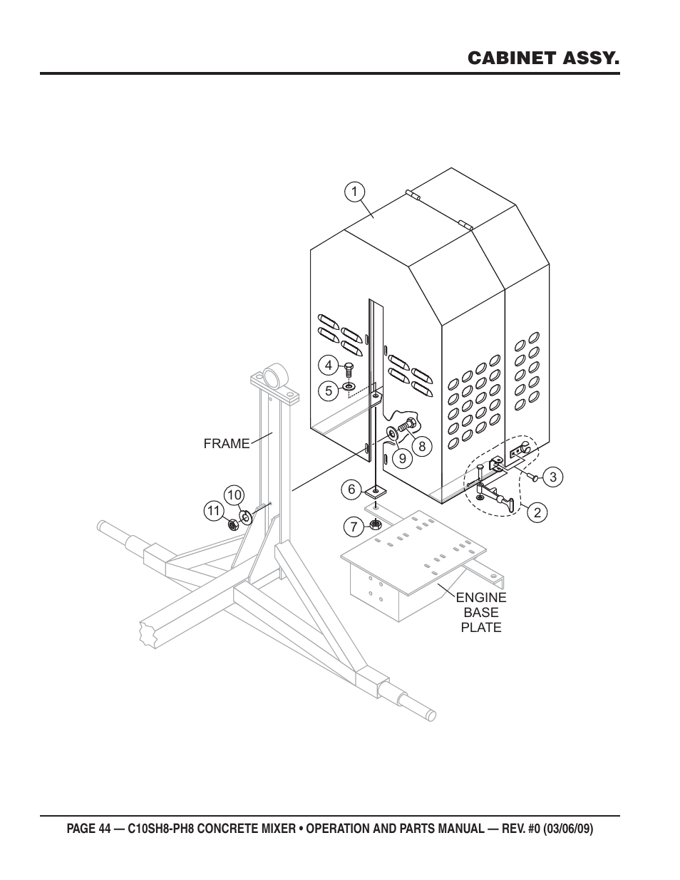 Cabinet assy | Multiquip C10PH8 User Manual | Page 44 / 50