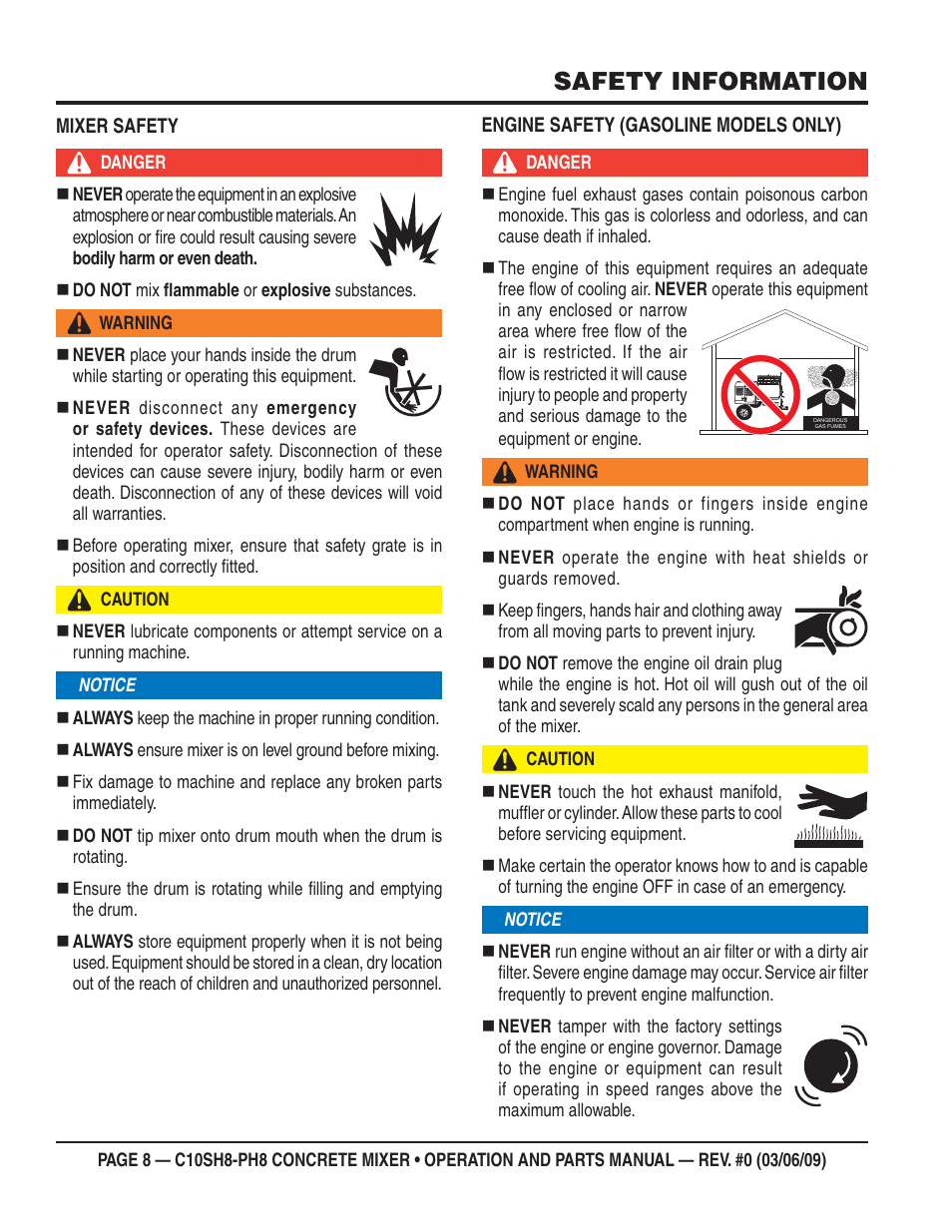 Safety information | Multiquip C10PH8 User Manual | Page 8 / 50