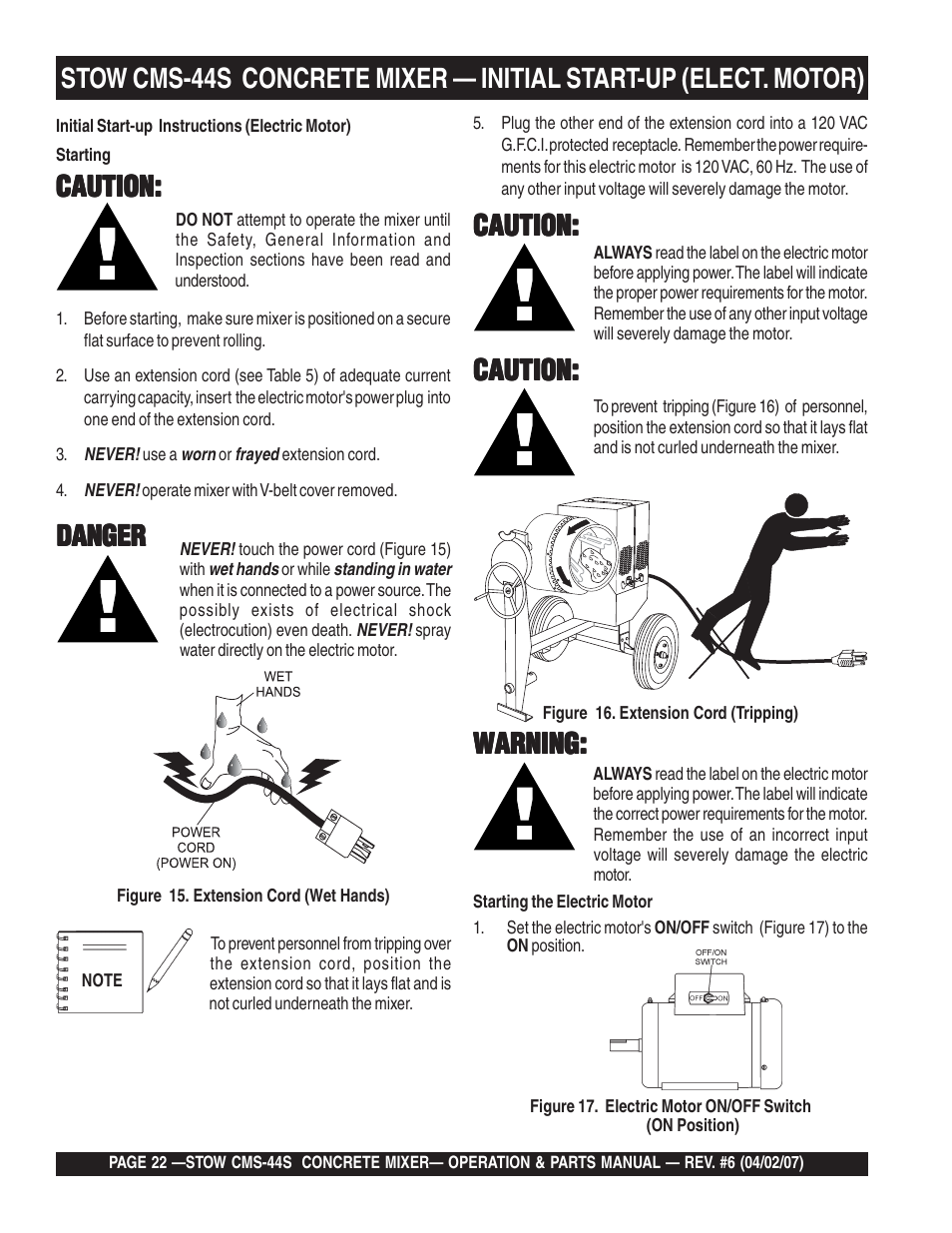 Caution, Danger, Warning | Multiquip CMS44S User Manual | Page 22 / 84