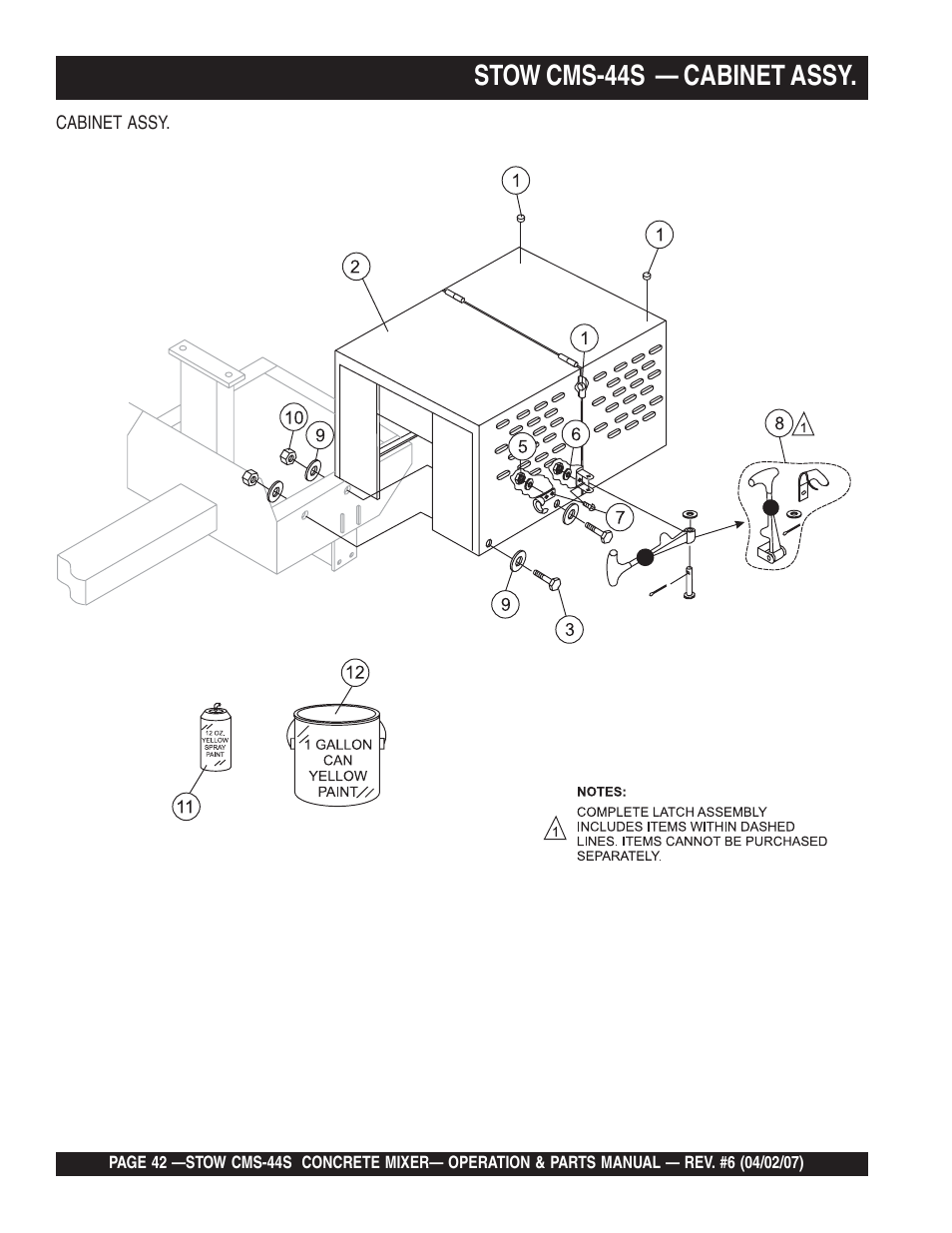 Stow cms-44s — cabinet assy | Multiquip CMS44S User Manual | Page 42 / 84