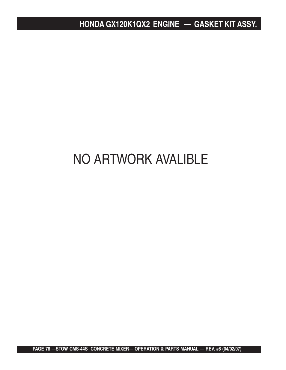 No artwork avalible | Multiquip CMS44S User Manual | Page 78 / 84