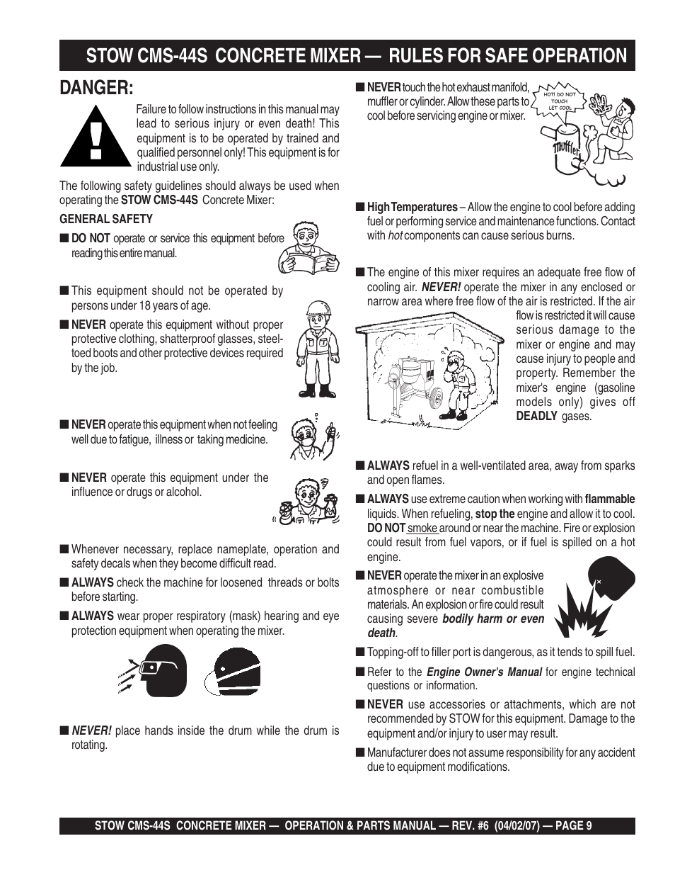 Danger | Multiquip CMS44S User Manual | Page 9 / 84