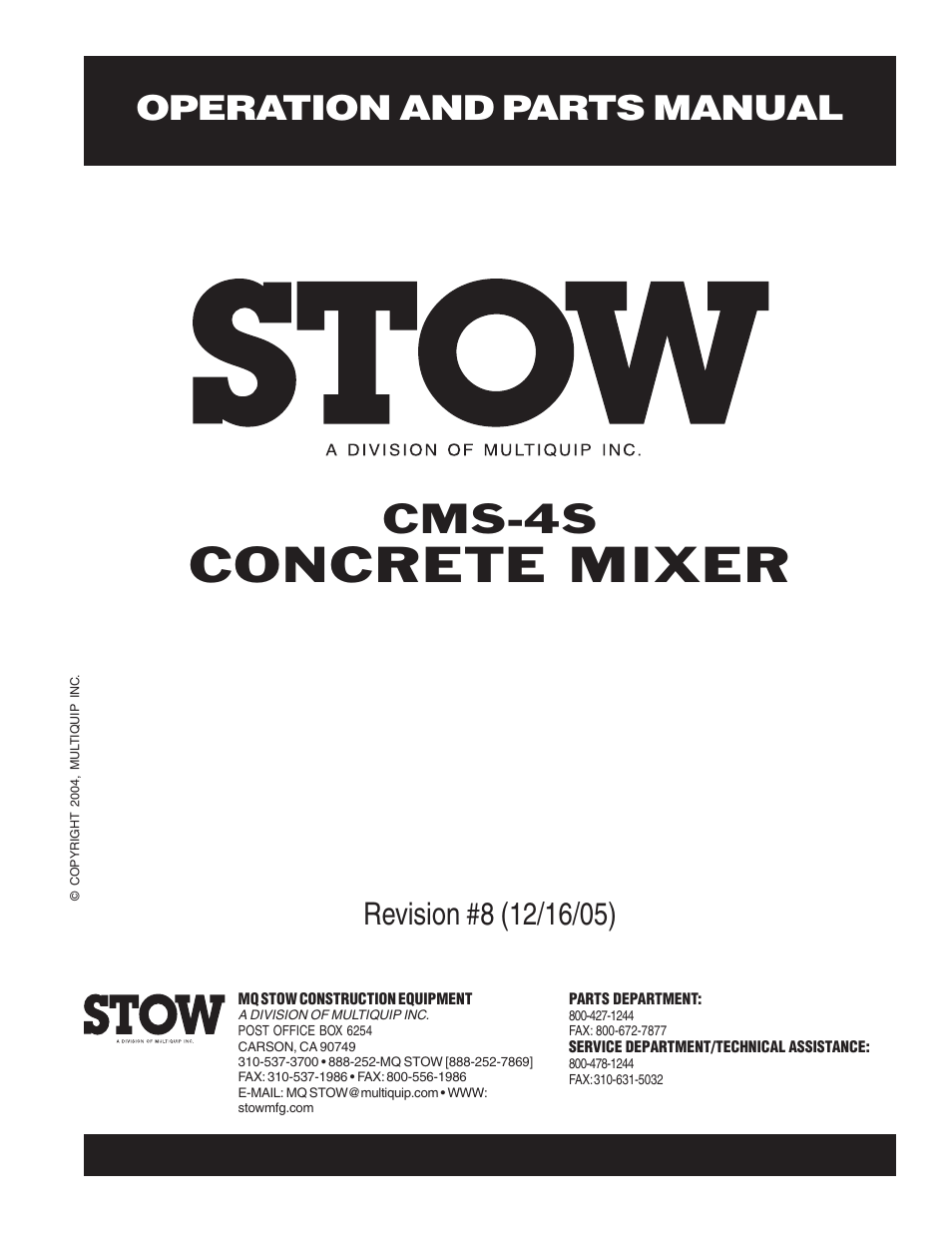 Multiquip CMS4S User Manual | 84 pages