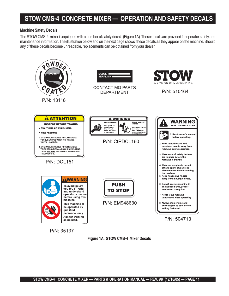 Multiquip CMS4S User Manual | Page 11 / 84