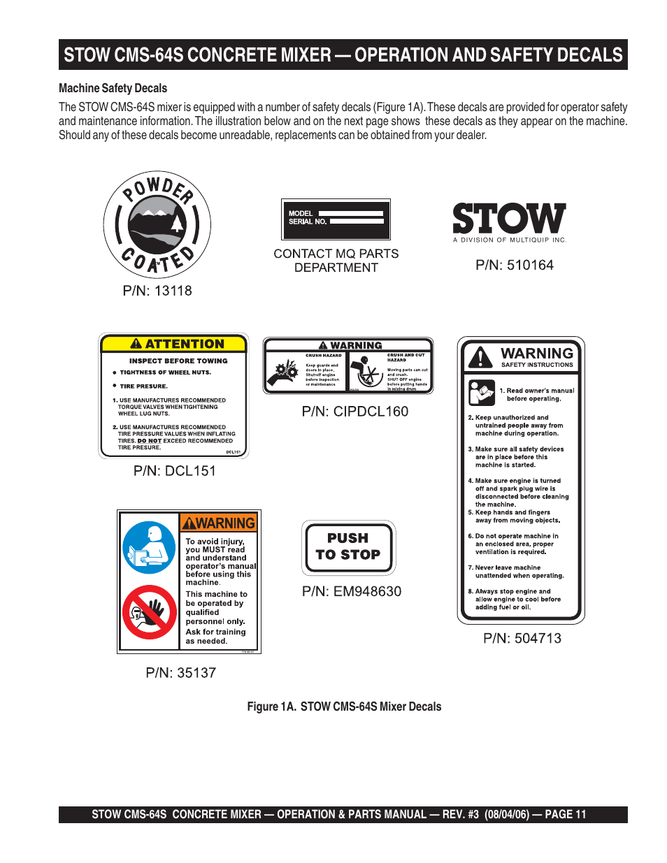 Multiquip CMS64S User Manual | Page 11 / 114