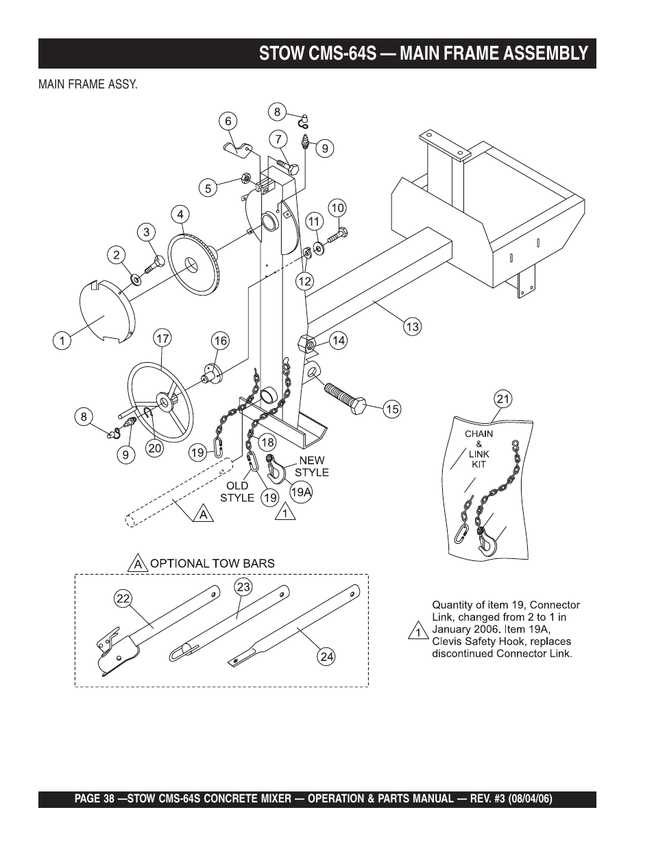 Stow cms-64s — main frame assembly | Multiquip CMS64S User Manual | Page 38 / 114