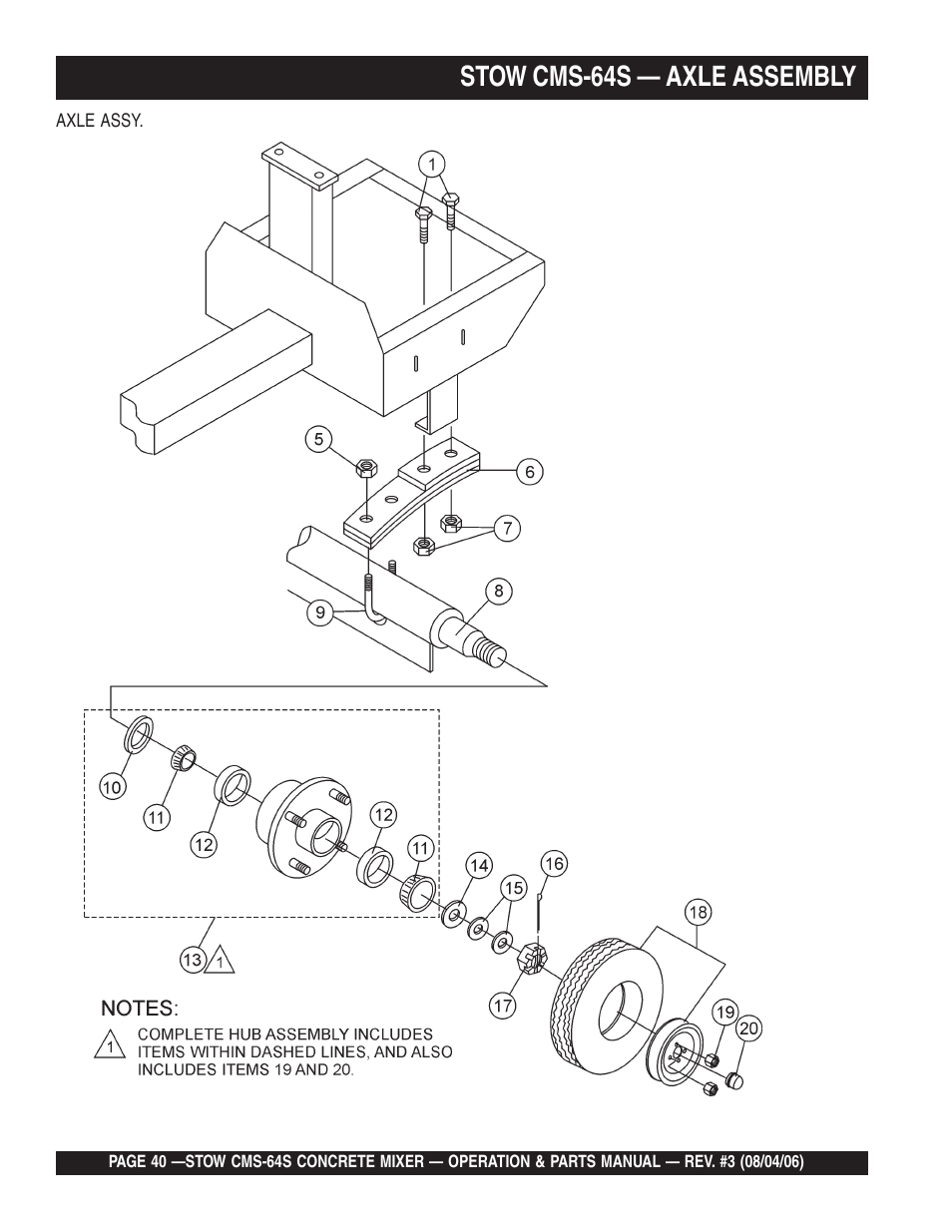 Stow cms-64s — axle assembly | Multiquip CMS64S User Manual | Page 40 / 114