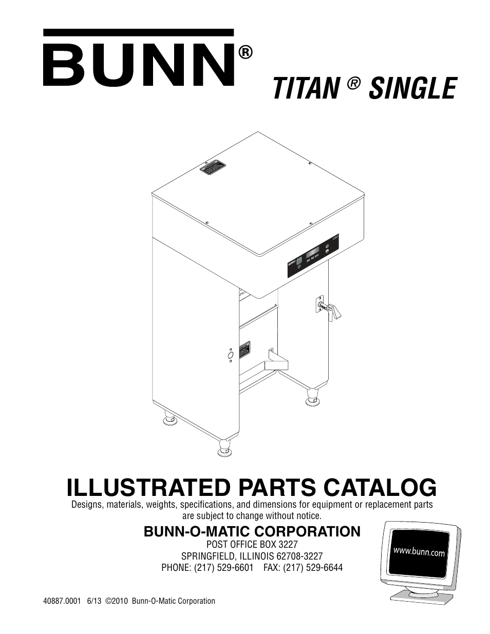 Bunn TITAN SINGLE 2 User Manual | 13 pages