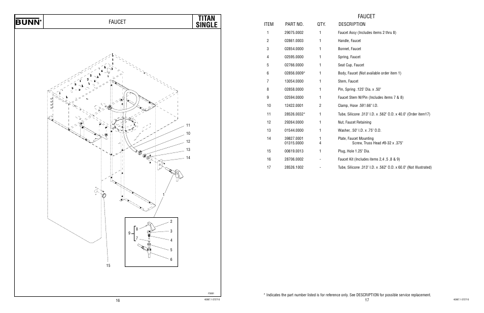 Titan single, Faucet | Bunn TITAN SINGLE 2 User Manual | Page 9 / 13