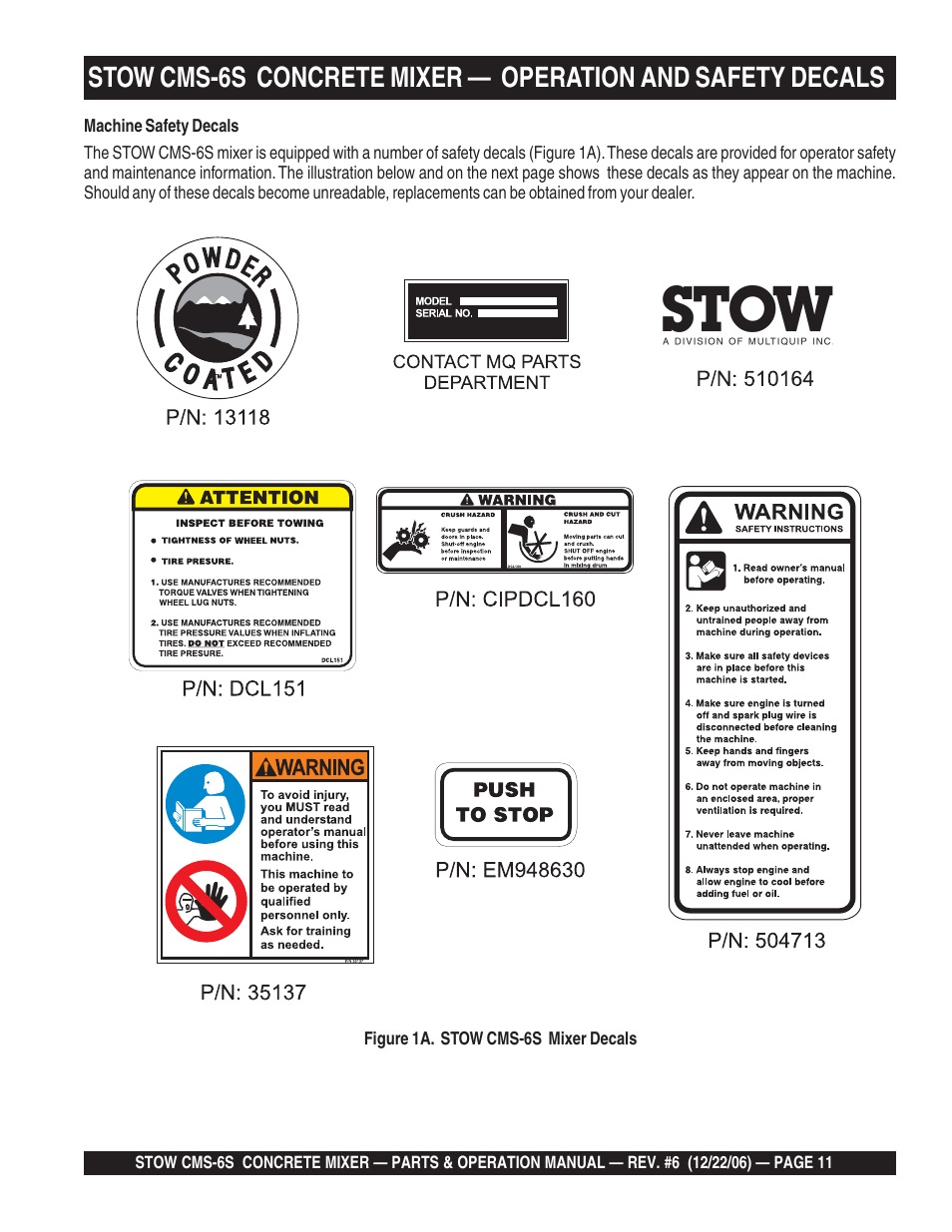 Multiquip CMS6S User Manual | Page 11 / 118