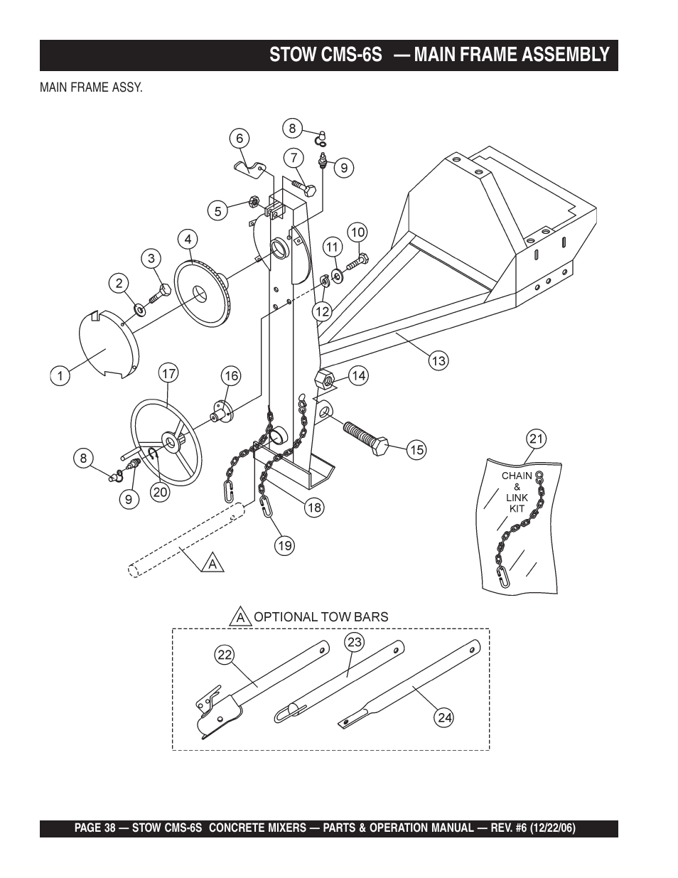 Stow cms-6s — main frame assembly | Multiquip CMS6S User Manual | Page 38 / 118