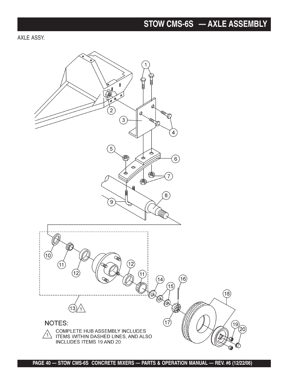 Stow cms-6s — axle assembly | Multiquip CMS6S User Manual | Page 40 / 118