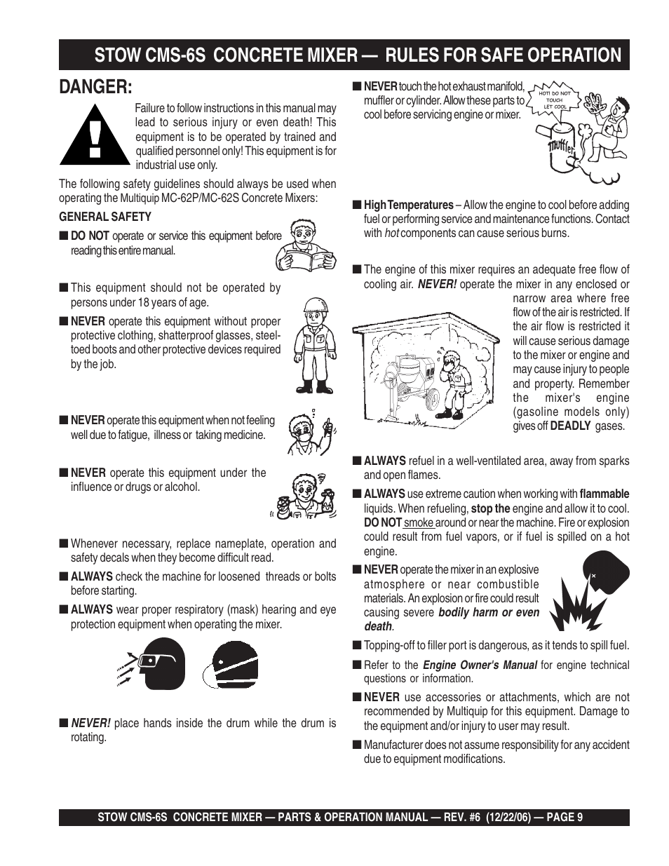 Danger | Multiquip CMS6S User Manual | Page 9 / 118