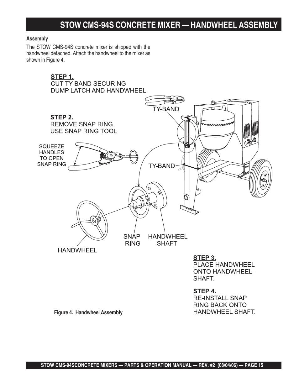 Stow cms-94s concrete mixer — handwheel assembly | Multiquip CMS94S User Manual | Page 15 / 82