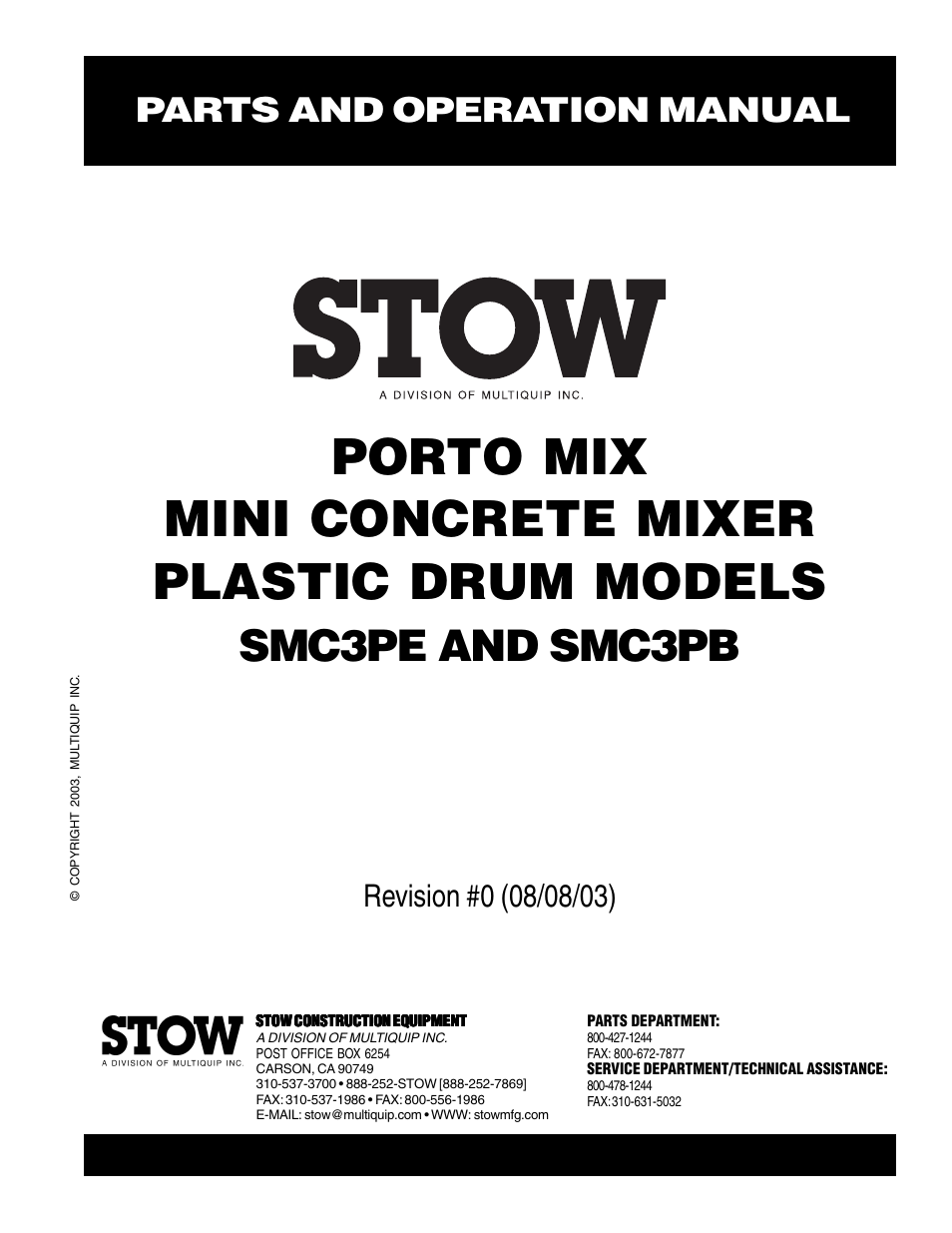 Multiquip SMC3PB User Manual | 42 pages