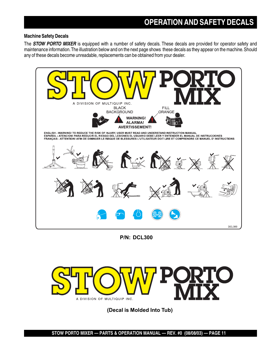 Operation and safety decals | Multiquip SMC3PB User Manual | Page 11 / 42